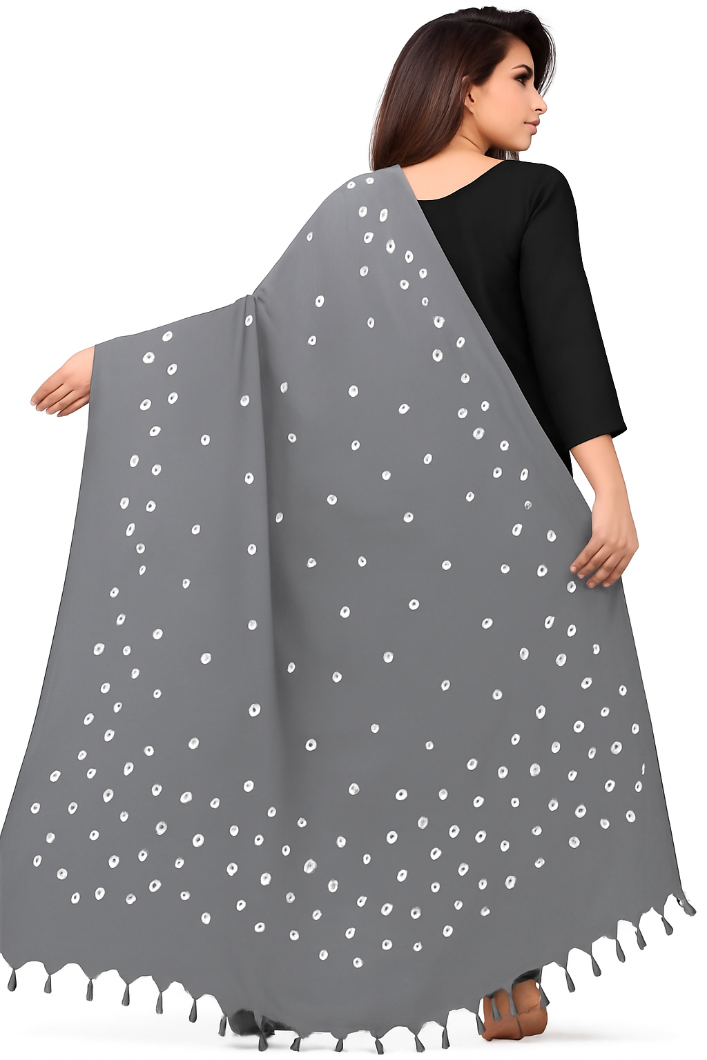 Bandhani Dupatta Grey