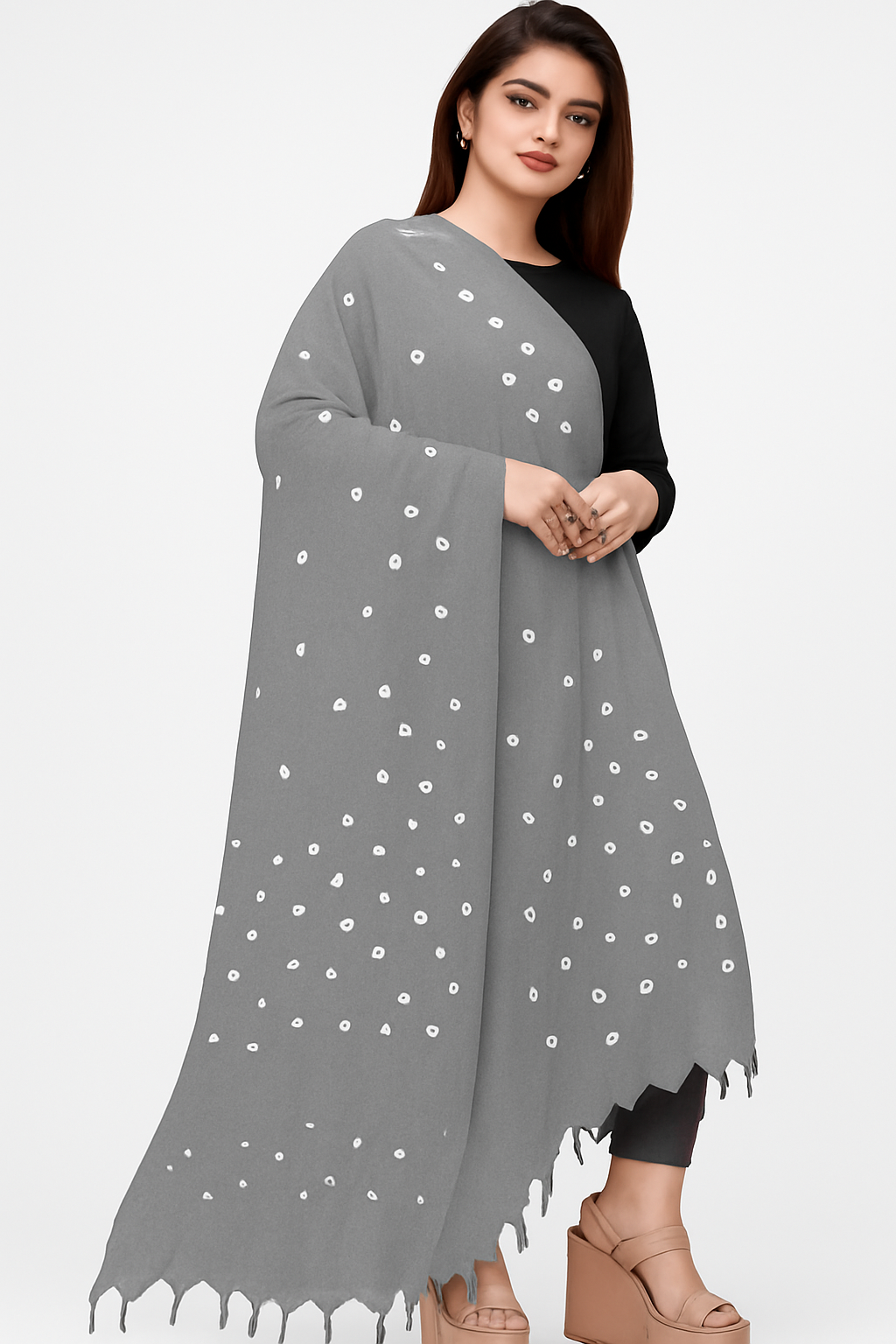 Bandhani Dupatta Grey