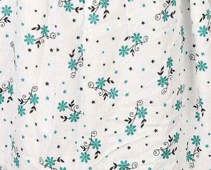 Elegant White Cotton Scarf with Green Floral Print – Lightweight & Stylish