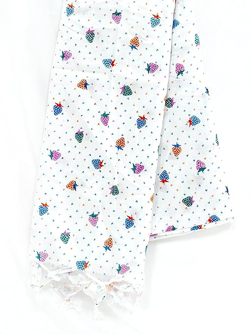 White Dupatta Strewberry