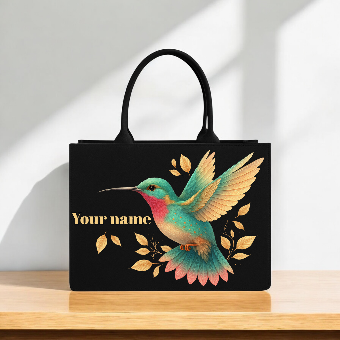 Elegant 12” x 16” Multicolor Hummingbird Print, Eco-Friendly Canvas Handbag for Women, Stylish & Spacious Everyday Carryall