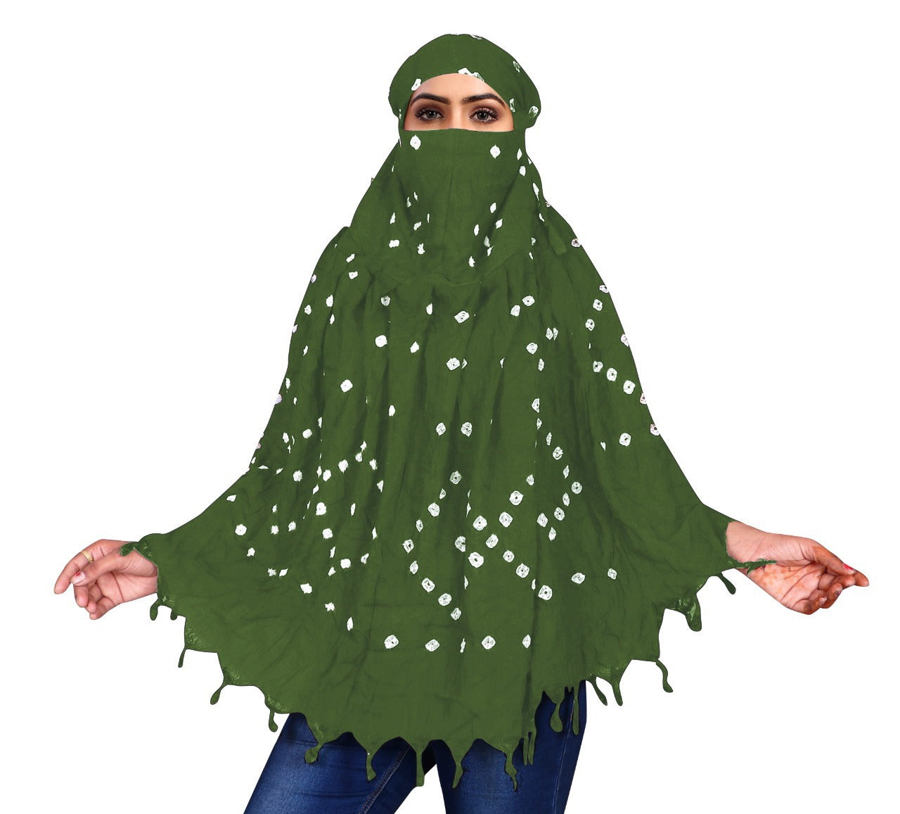 Hand Bandhej Scarf (Parrot)