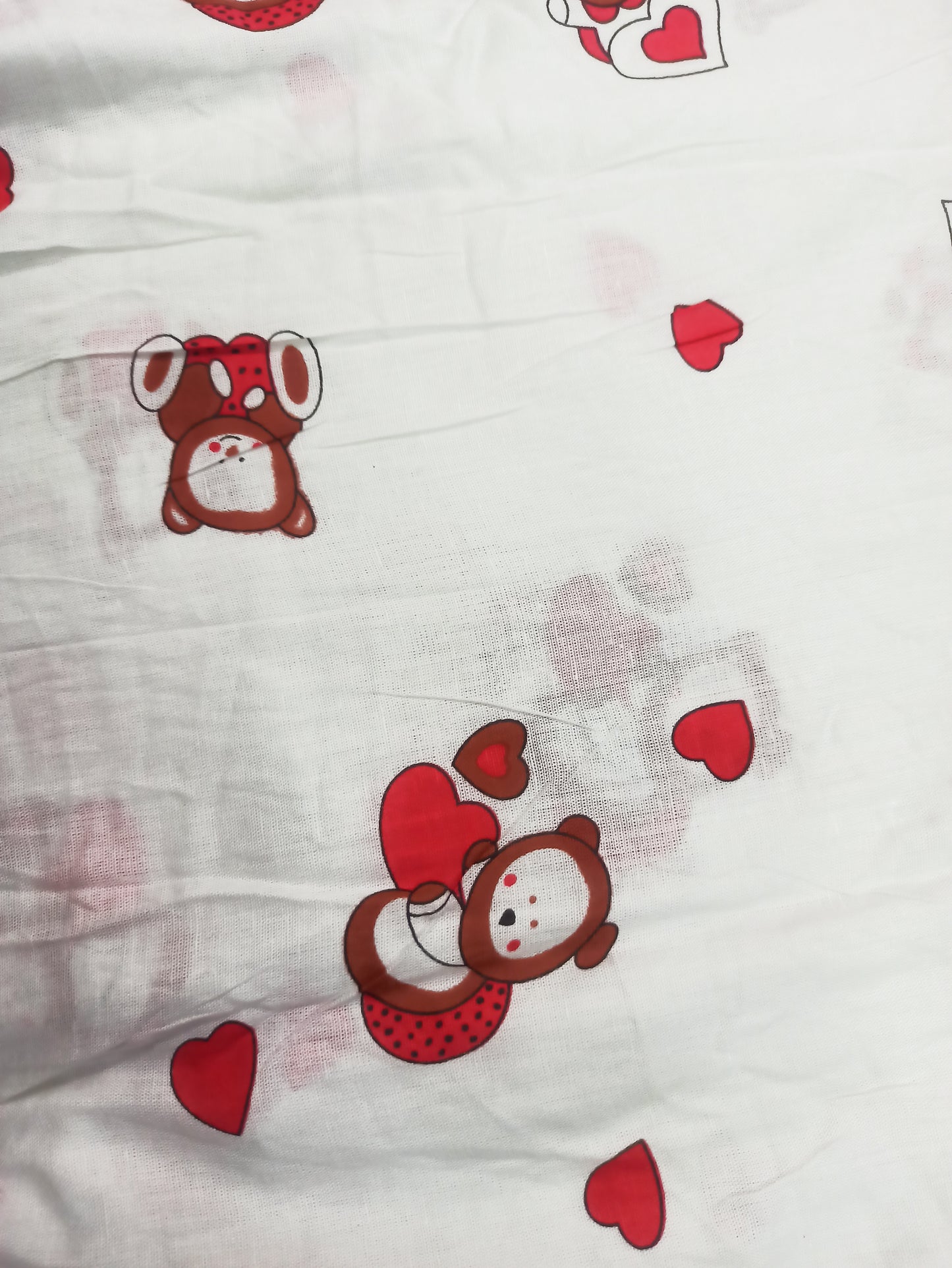 Adorable White Cotton Scarf with Cute Teddy Bear Print – Soft & Stylish