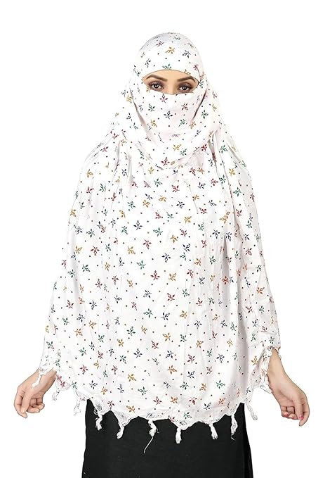 Elegant White Cotton Scarf with Multicolor Floral Print – Soft & Stylish