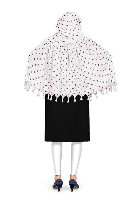 Elegant White Cotton Scarf with Colorful Dot Print – Soft & Trendy