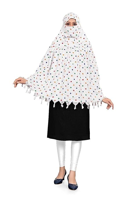 Elegant White Cotton Scarf with Colorful Dot Print – Soft & Trendy