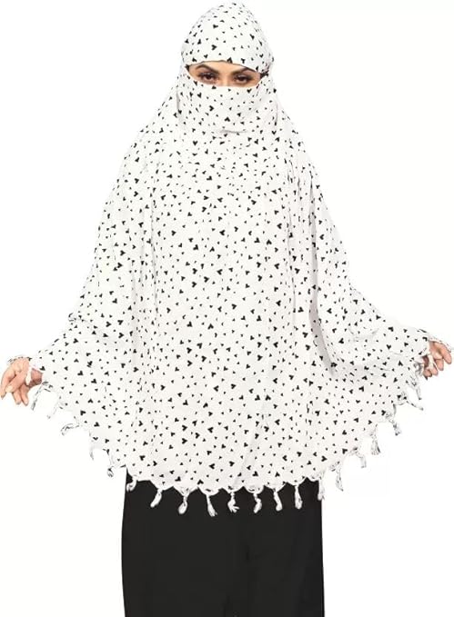 White Cotton Scarf with Black Heart Print – Soft, Lightweight & Elegant