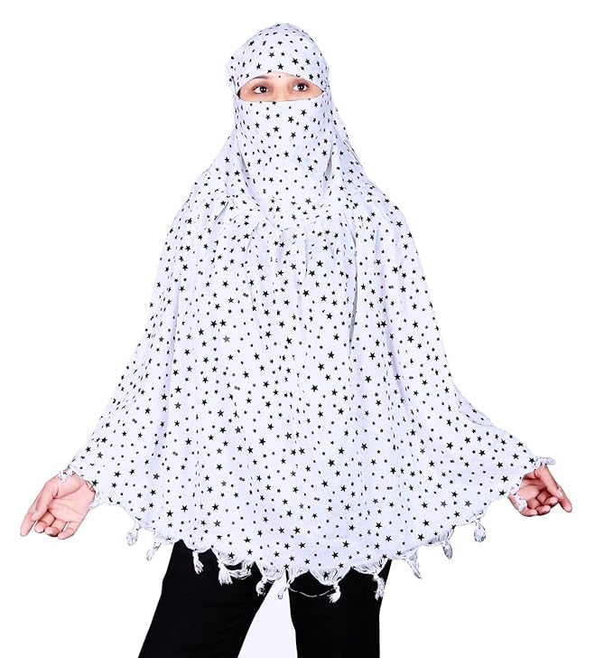 White Cotton Scarf with Black Star Print – Soft, Lightweight & Stylish