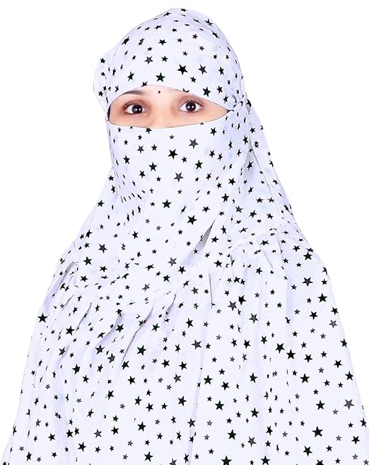 White Cotton Scarf with Black Star Print – Soft, Lightweight & Stylish