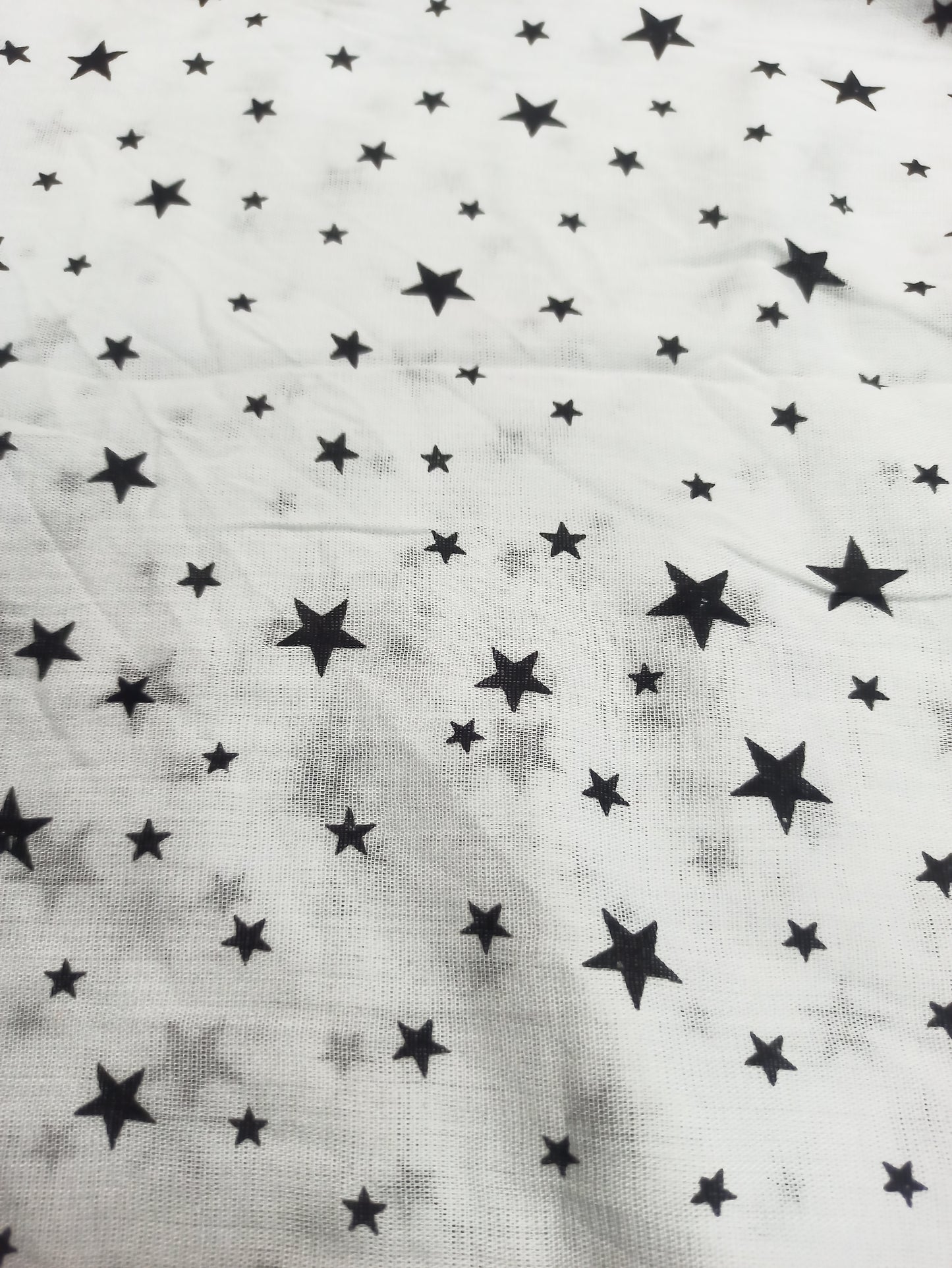 White Cotton Scarf with Black Star Print – Soft, Lightweight & Stylish