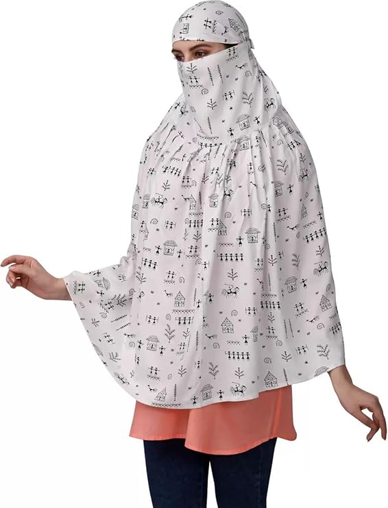 White Cotton Scarf with Tribal Warli Print – Soft, Lightweight & Stylish