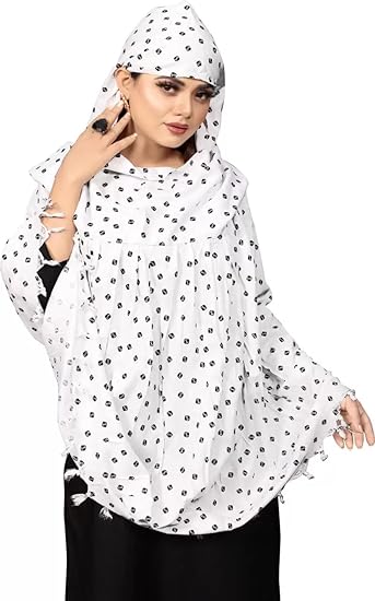 White Cotton Scarf with Black Dot Print – Soft, Lightweight & Stylish