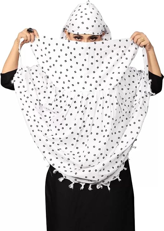 White Cotton Scarf with Black Dot Print – Soft, Lightweight & Stylish