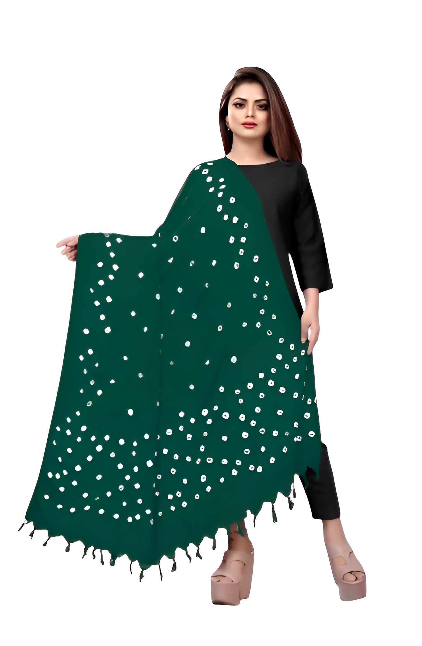 Bandhani Dupatta Green