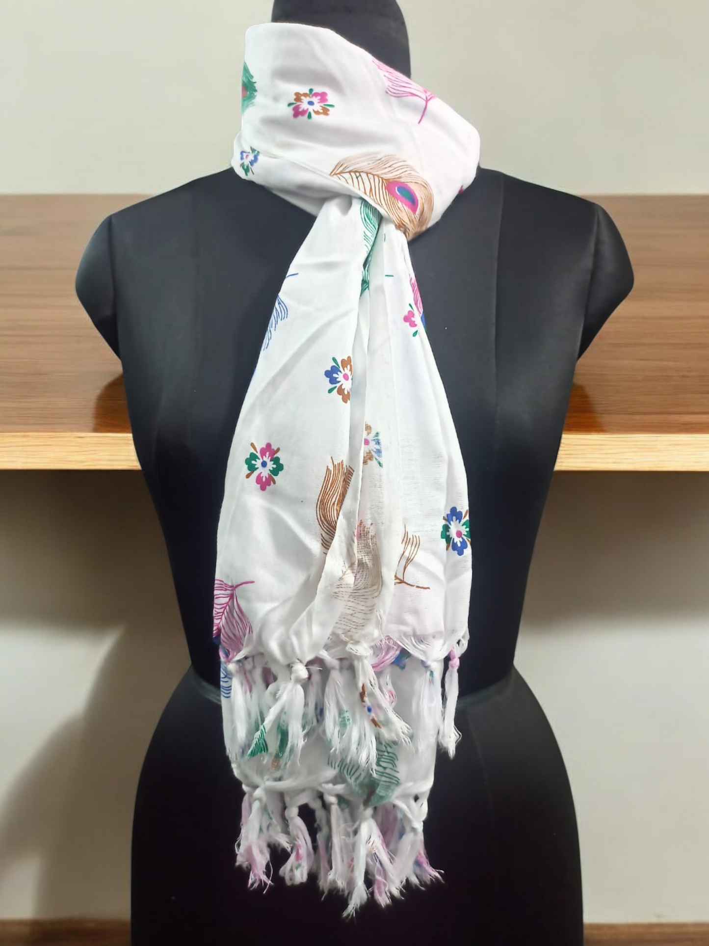 White Dupatta Feather