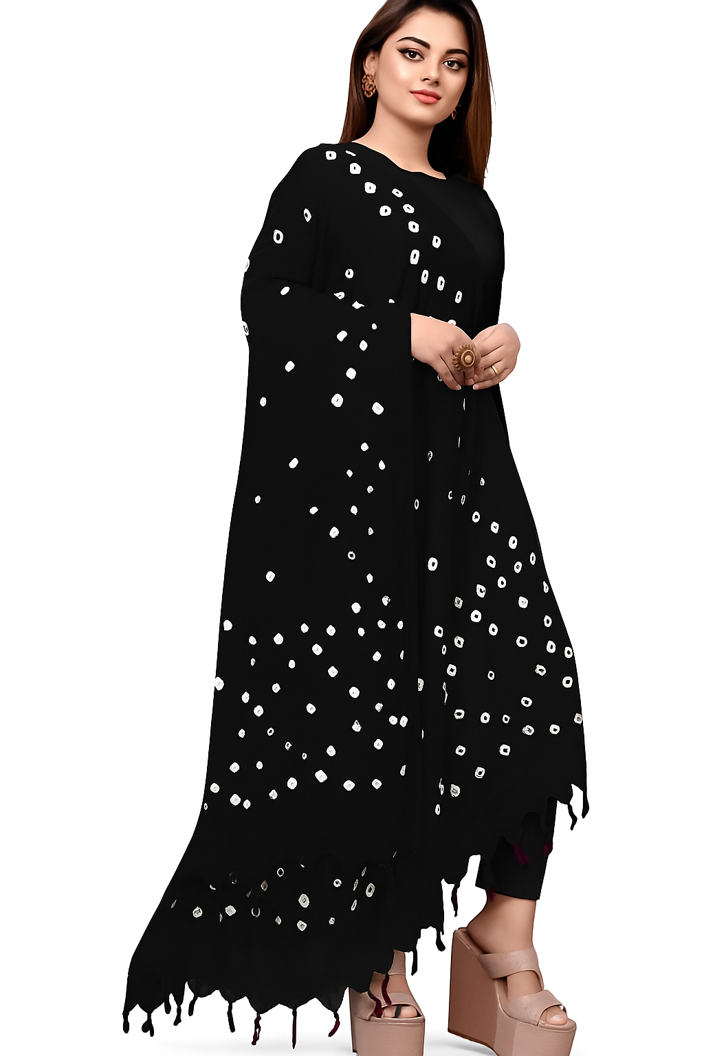 Bandhani Dupatta Black