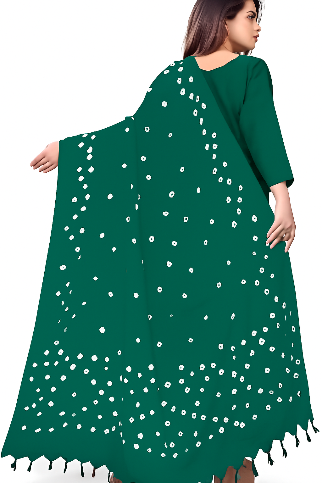 Bandhani Dupatta C-Green