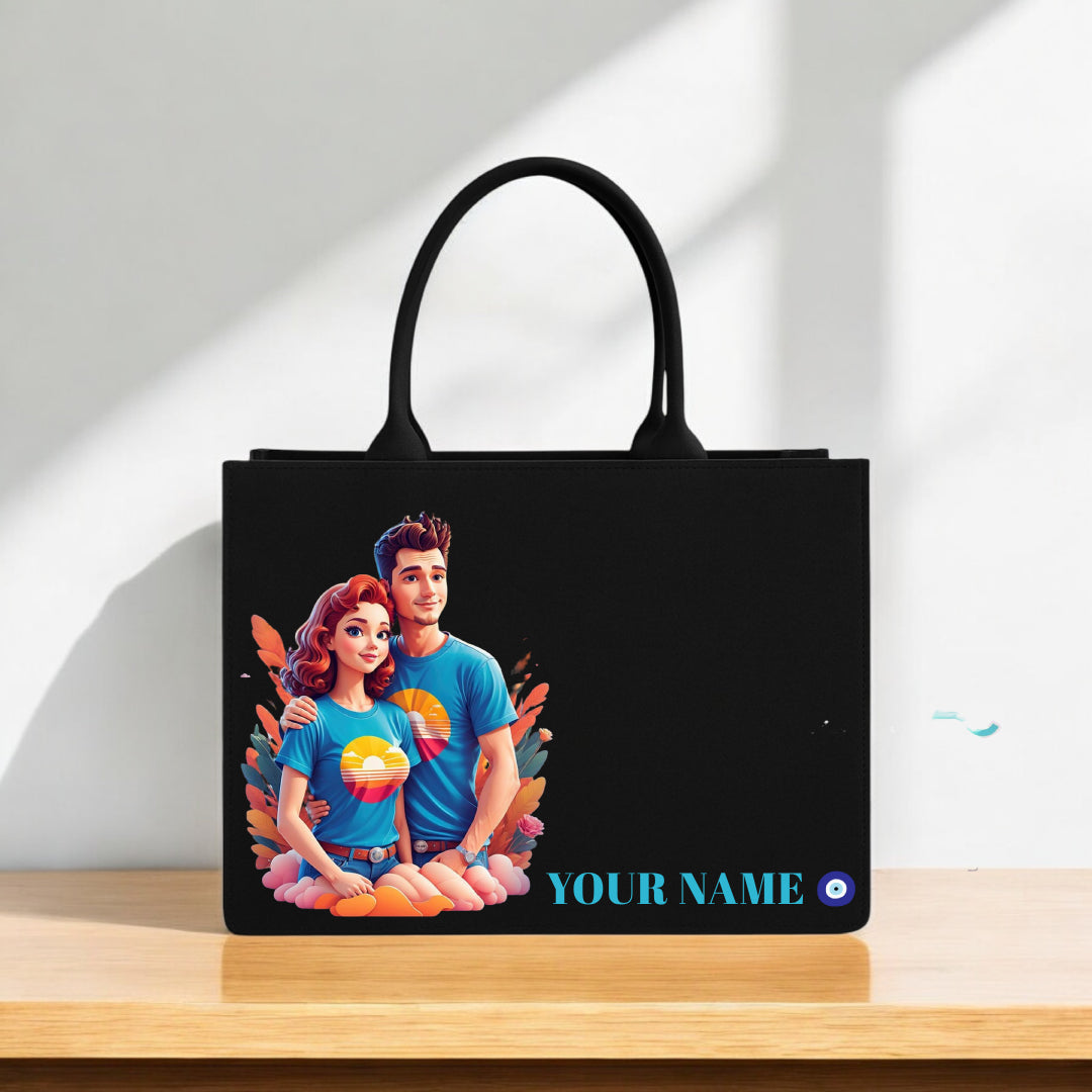 Custom Love Themed Couple Tote Bag Personalized Print