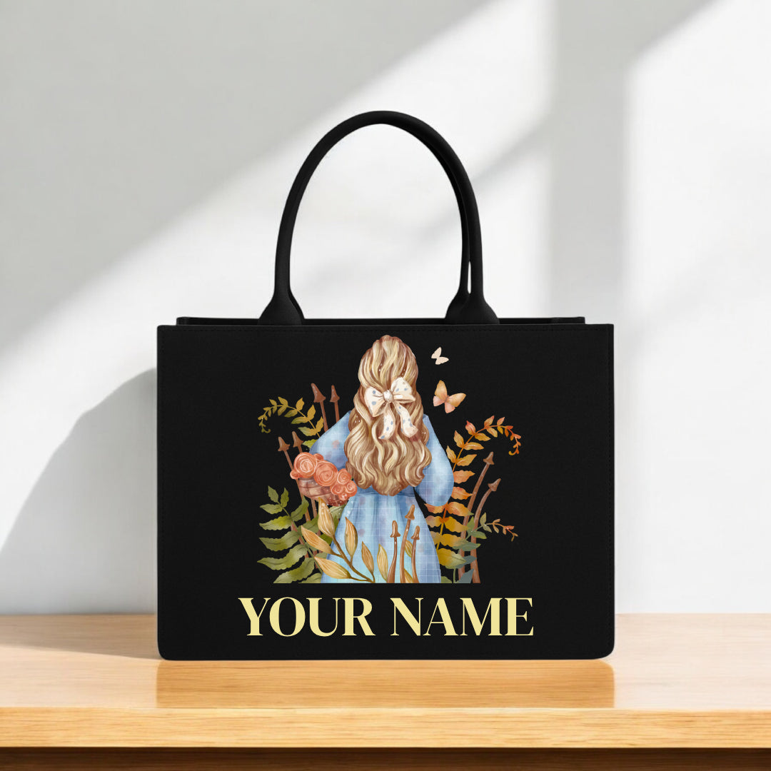 Elegant Memories Personalized Tote Bags Custom Floral Art Bags with Name Print