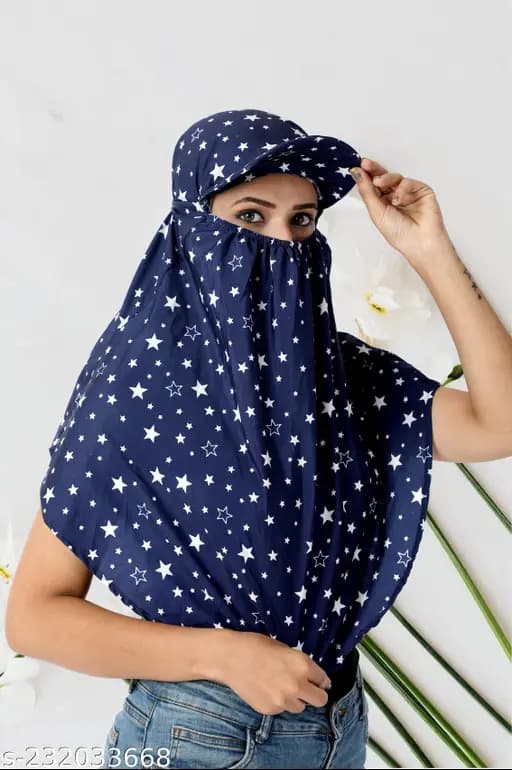 Cotton Cap Scarf with Double Star Art Print