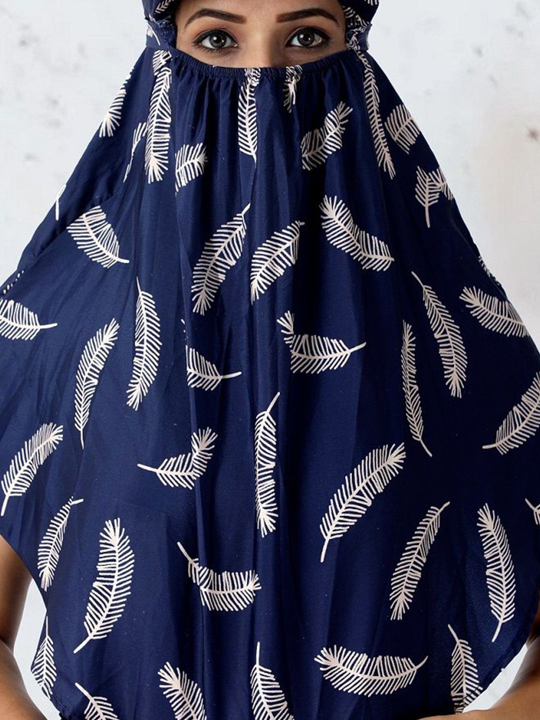 Cotton Cap Scarf with White Feather Art Print