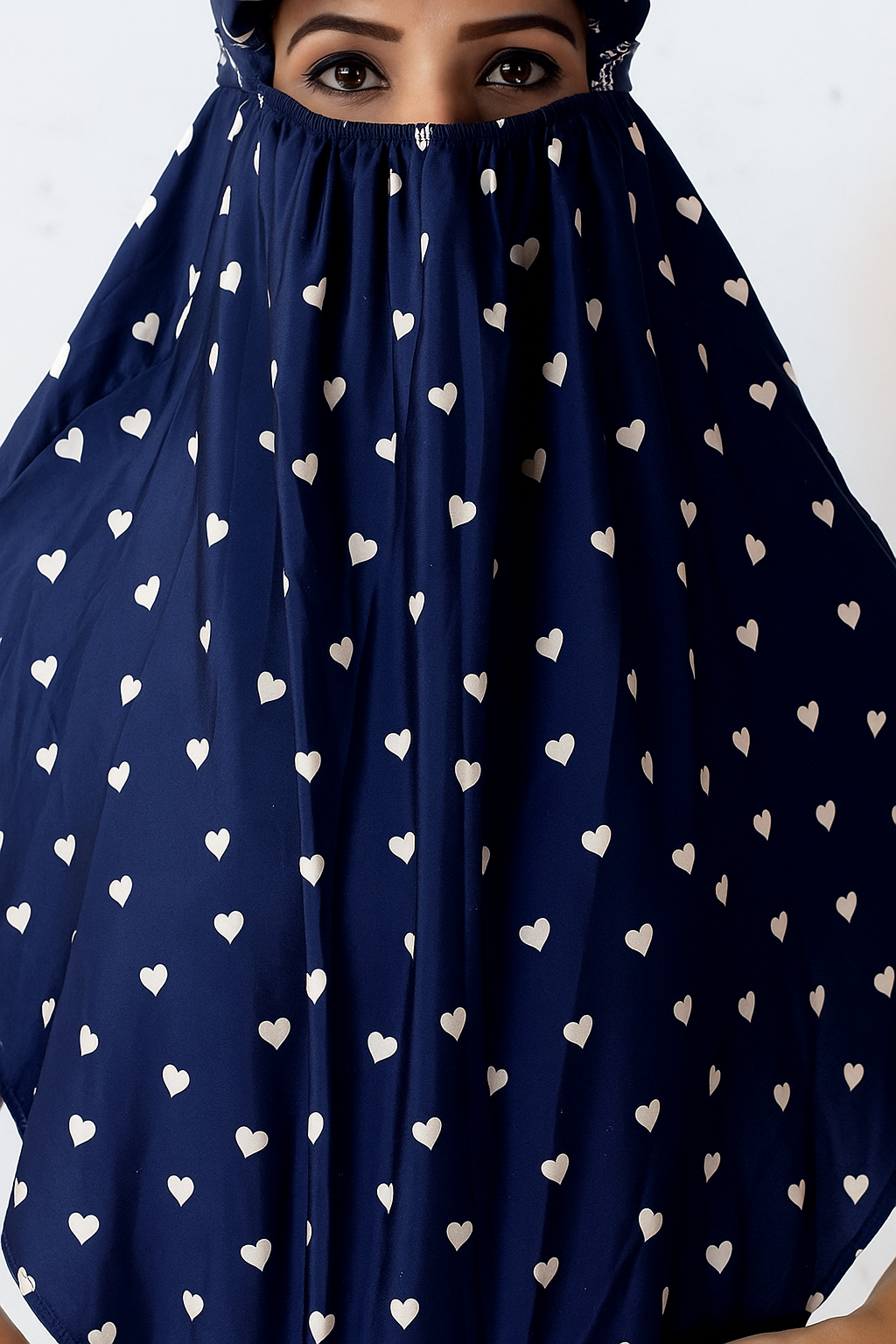 Cotton Cap Scarf with White Heart Art Print