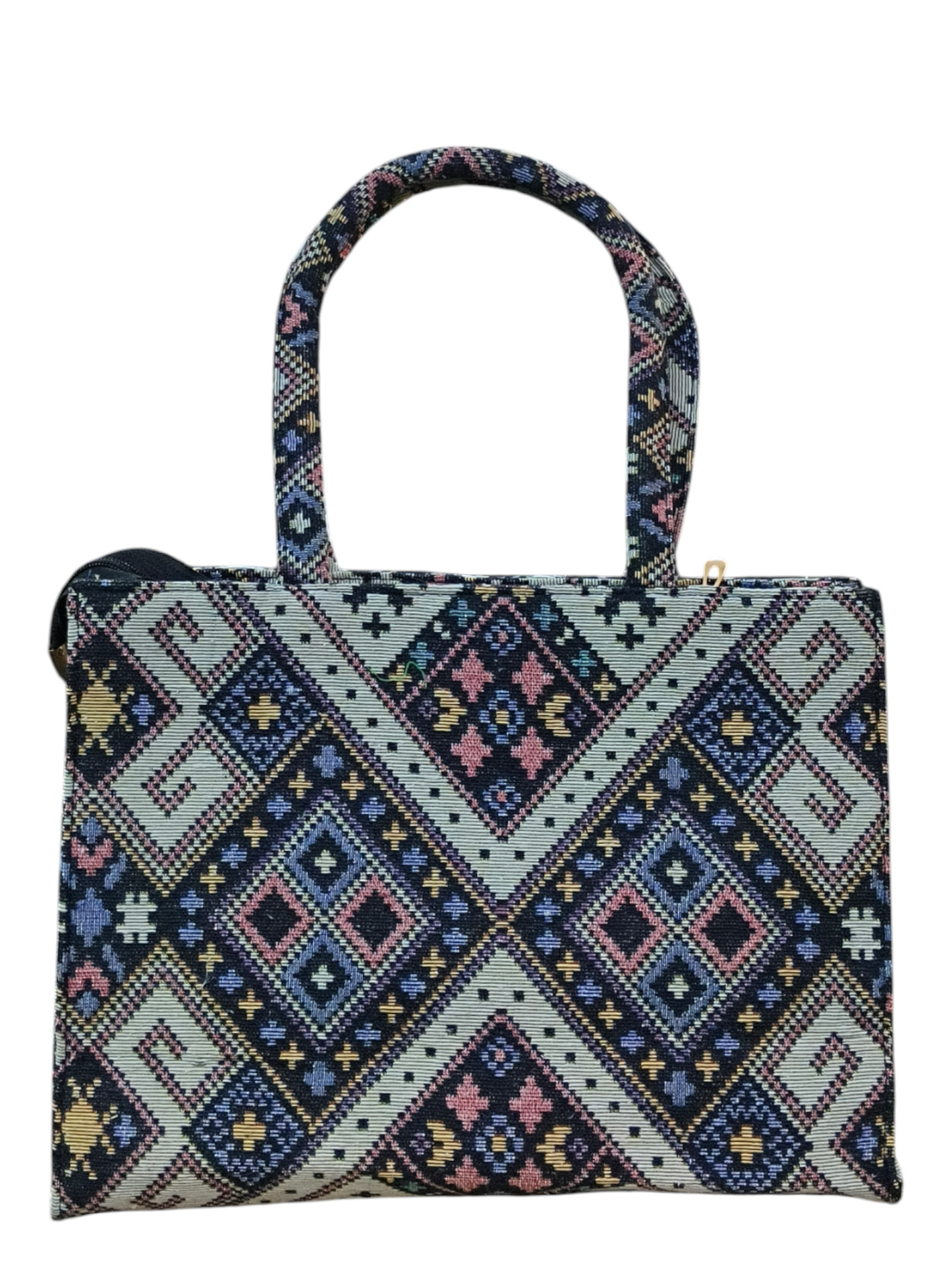 Premium Jacquard Printed Tote Bag for Women | Ethnic Geometric Pattern Handbag | 14"x11" Stylish Shoulder Bag | Durable Fabric Carry Bag for Daily Use, Shopping & Office