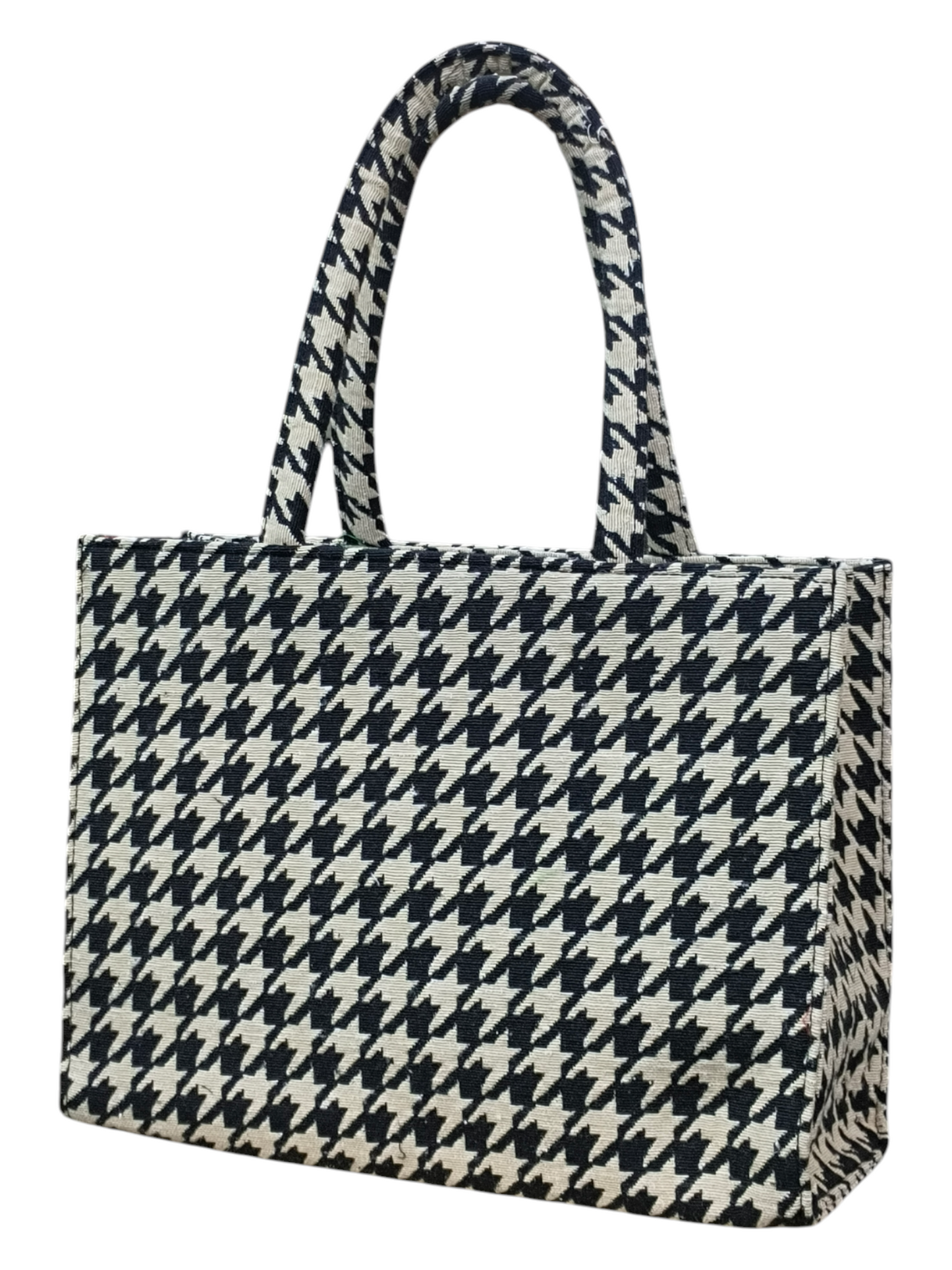 Premium Jacquard Fabric Tote Bag Elegant Black & White Pattern 11x14 Inch Shoulder Bag for Women
