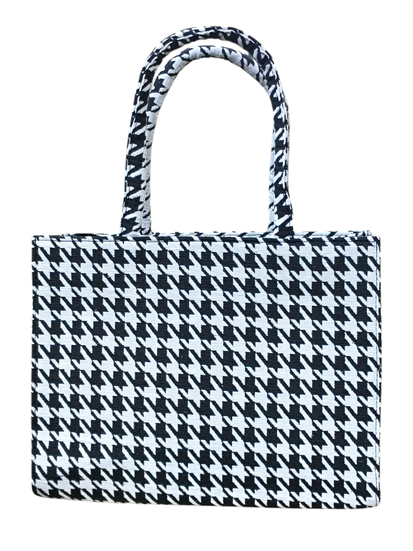 Classic Tote Bag – Black & White 11x14 Inch Stylish Jacquard Hand Bag For Women