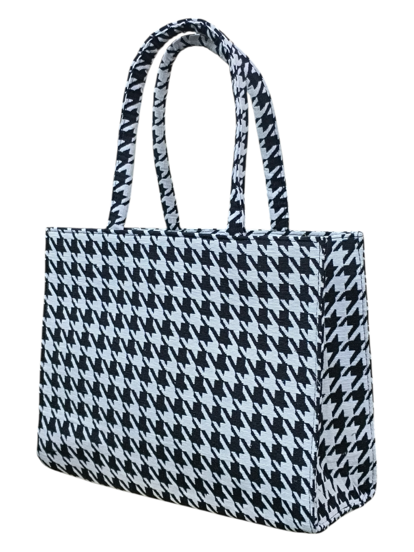 Classic Tote Bag – Black & White 11x14 Inch Stylish Jacquard Hand Bag For Women