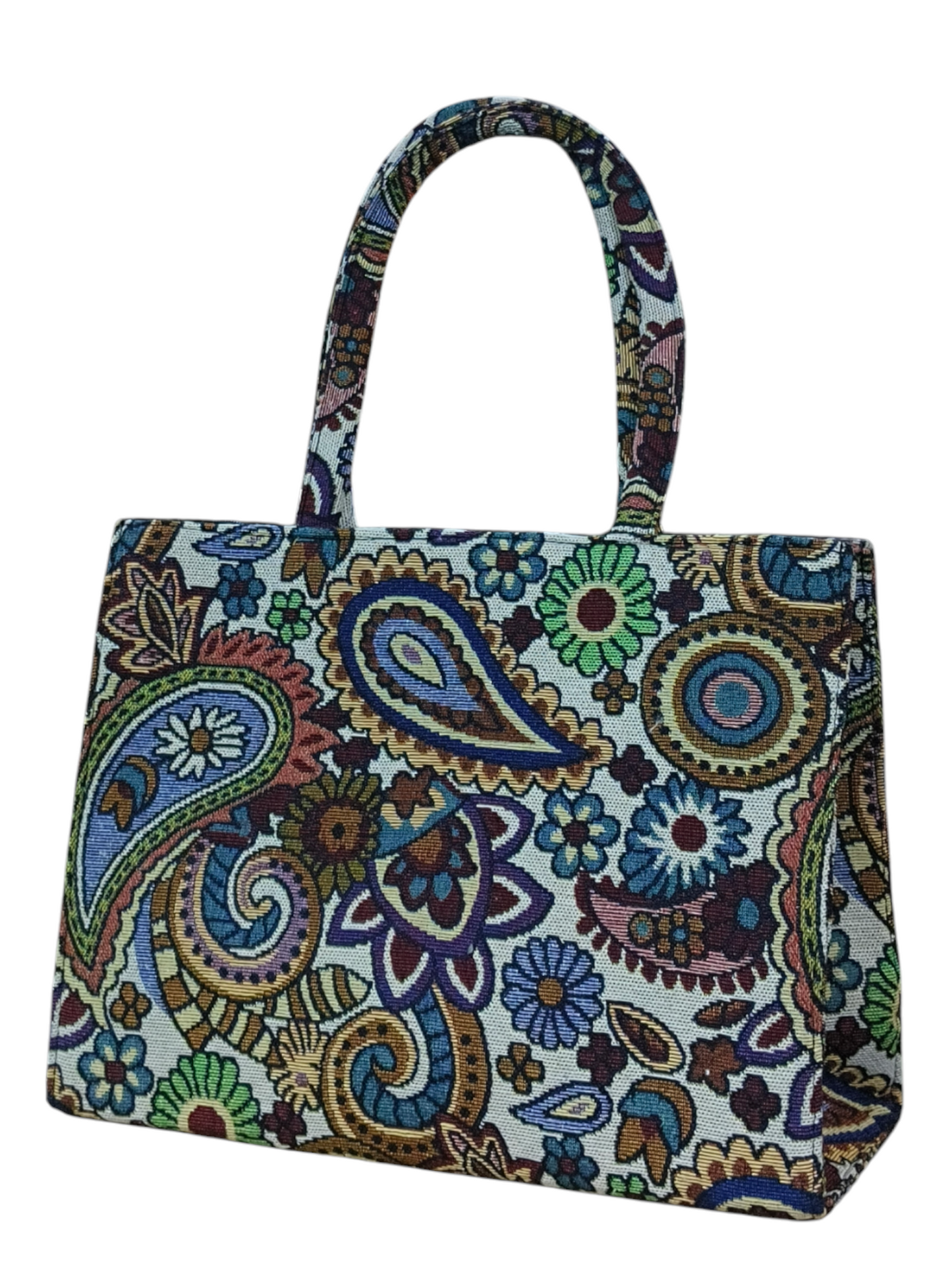 Jacquard Fabric Tote Bag 11x14 Inch Black & White Bold Designer-Inspired Everyday Handbag for Women