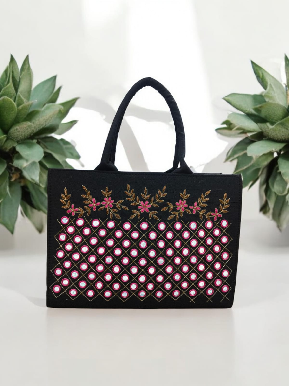 Handcrafted Khatli Work Tote Bag – Elegant Embroidered Designer Handbag