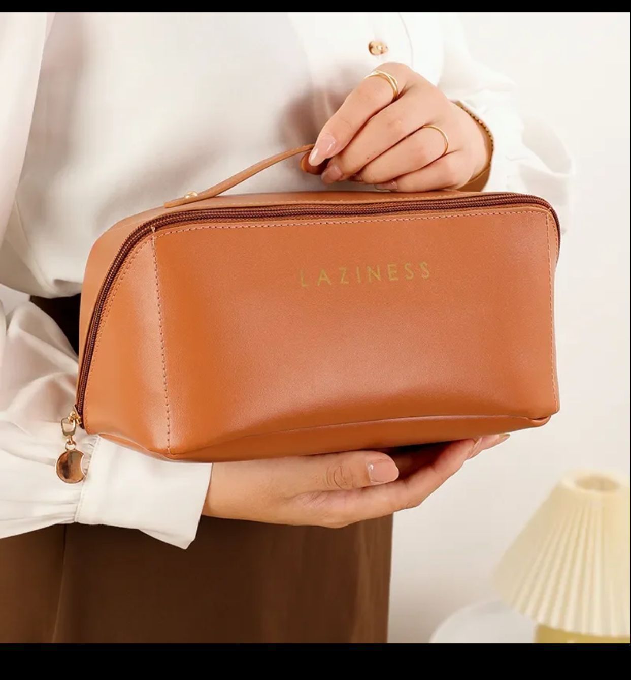 Chocolate Cosmetic Leather Pouch (Brown)