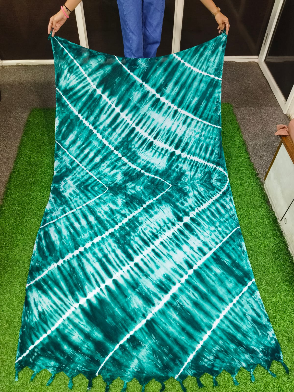 Lining Printing Dupatta C-Green