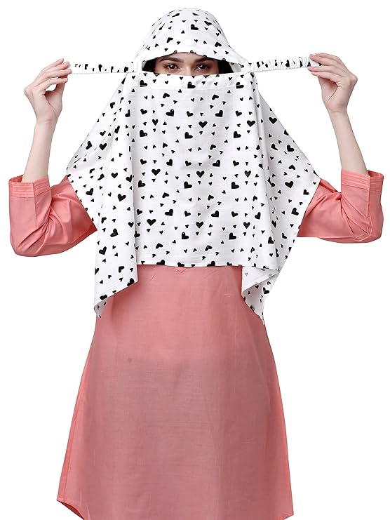 Trendy Black & White Printed Cotton Short Scarf – Stylish & Comfortable