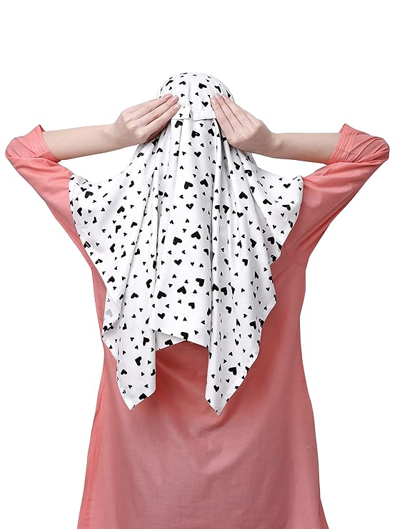 Trendy Black & White Printed Cotton Short Scarf – Stylish & Comfortable