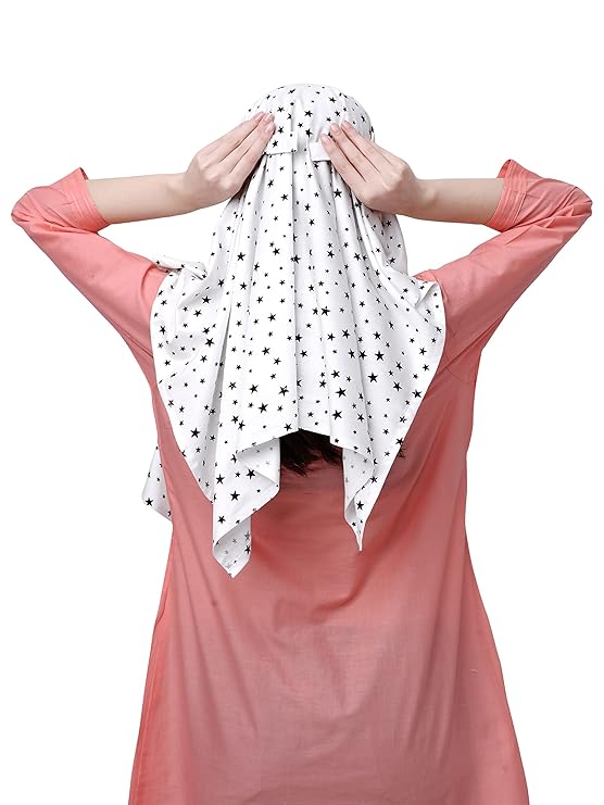 Trendy Black & White Printed Cotton Short Scarf – Stylish & Comfortable