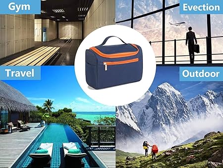 Premium Hanging Travel Toiletry Bag for Women and Men Travel Bag Toiletry with Expandable Compartments and Detachable TSA Friendly Clear Pouch (Blue)