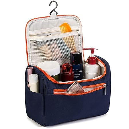 Premium Hanging Travel Toiletry Bag for Women and Men Travel Bag Toiletry with Expandable Compartments and Detachable TSA Friendly Clear Pouch (Blue)