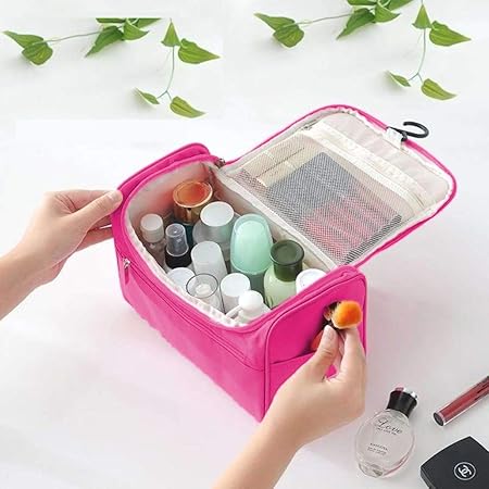 Premium Hanging Travel Toiletry Bag for Women and Men Travel Bag Toiletry with Expandable Compartments and Detachable TSA Friendly Clear Pouch (Pink)