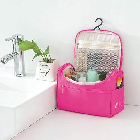 Premium Hanging Travel Toiletry Bag for Women and Men Travel Bag Toiletry with Expandable Compartments and Detachable TSA Friendly Clear Pouch (Pink)