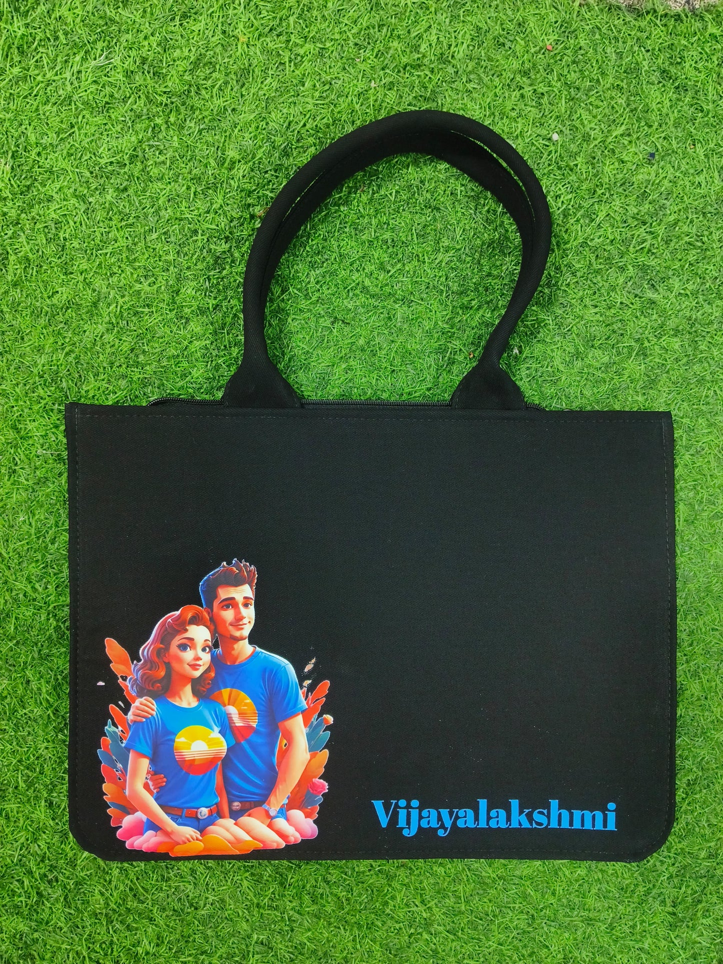 Custom Love Themed Couple Tote Bag Personalized Print