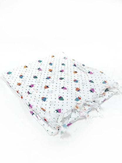 White Dupatta Strewberry