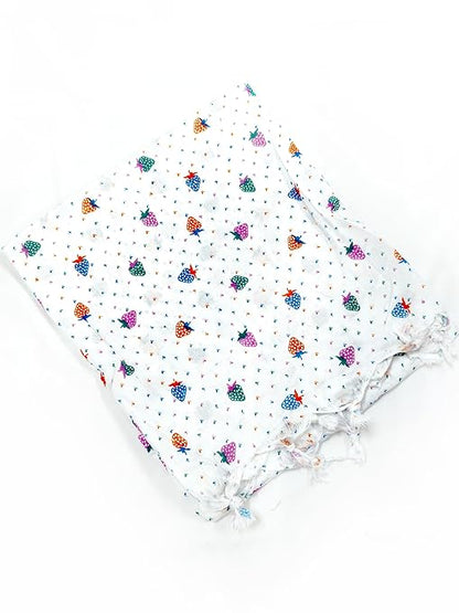 White Dupatta Strewberry