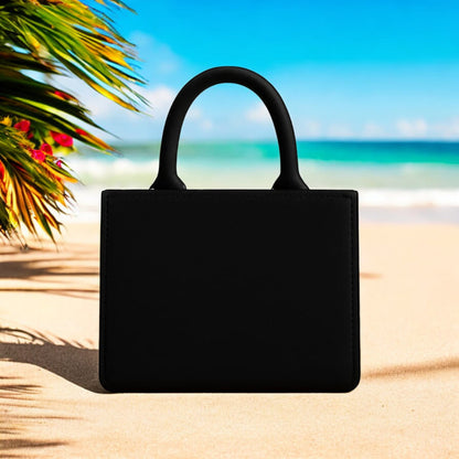 Printed Tote Bag Black Base with Vibrant Floral & Elephant Monogram "A" Design | 10"x12" Stylish Eco-Friendly Multipurpose Bag