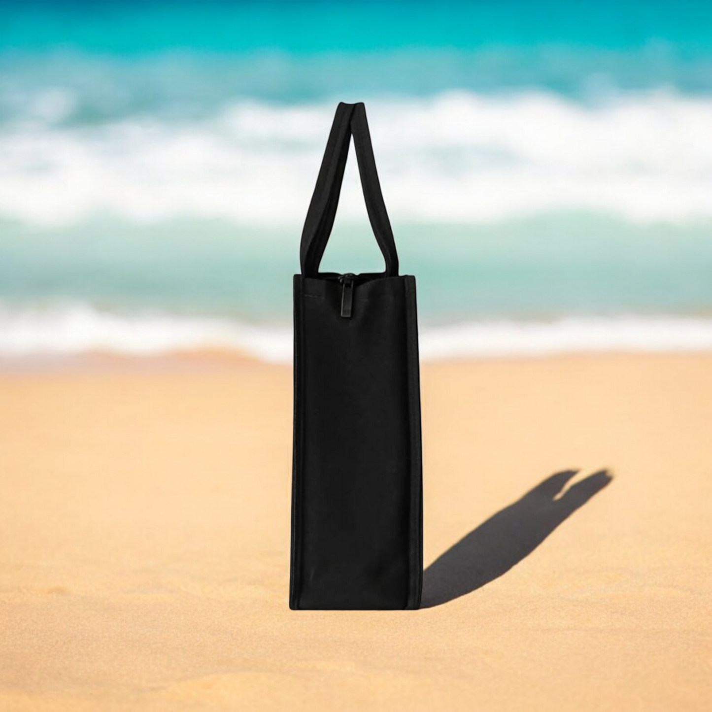 Printed Tote Bag Black Base with Vibrant Floral & Elephant Monogram "A" Design | 10"x12" Stylish Eco-Friendly Multipurpose Bag