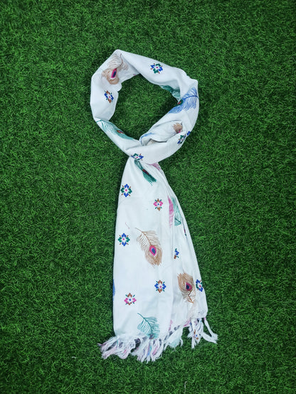 White Dupatta Feather