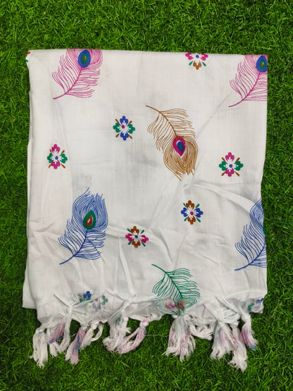 White Dupatta Feather