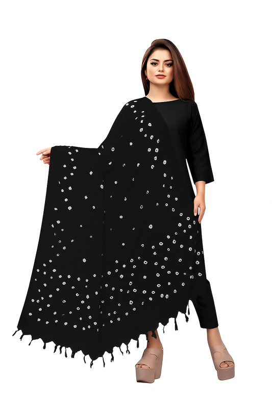 Bandhani Dupatta Black