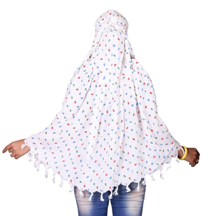 Premium White Cotton Eye Printed Scarf for Women